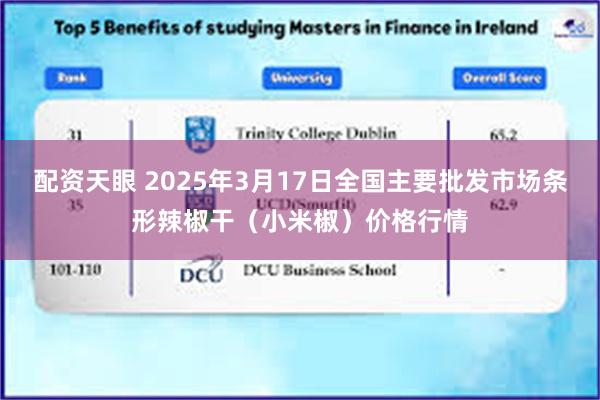 配资天眼 2025年3月17日全国主要批发市场条形辣椒干（小米椒）价格行情
