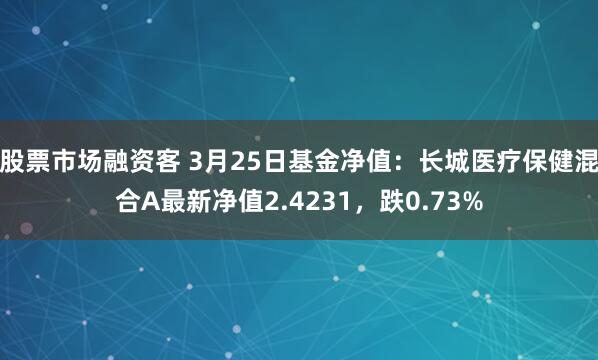 股票市场融资客 3月25日基金净值：长城医疗保健混合A最新净值2.4231，跌0.73%