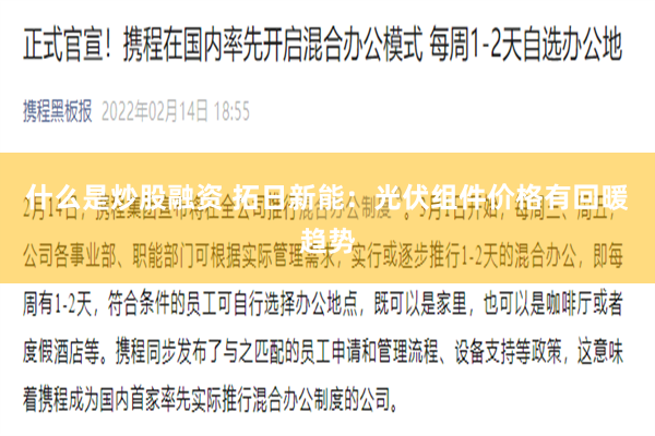 什么是炒股融资 拓日新能：光伏组件价格有回暖趋势