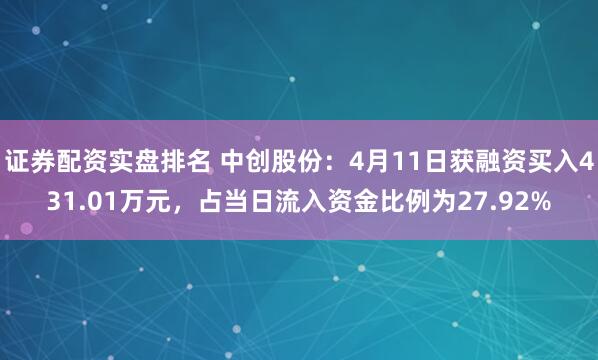 证券配资实盘排名 中创股份：4月11日获融资买入431.01万元，占当日流入资金比例为27.92%