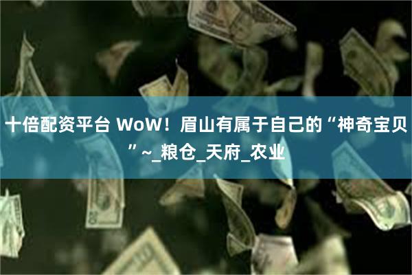 十倍配资平台 WoW！眉山有属于自己的“神奇宝贝”~_粮仓_天府_农业