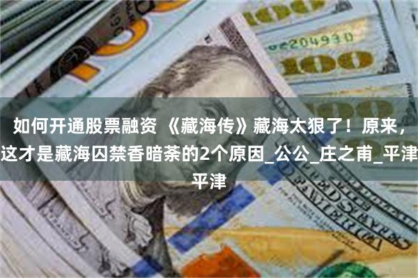 如何开通股票融资 《藏海传》藏海太狠了！原来，这才是藏海囚禁香暗荼的2个原因_公公_庄之甫_平津